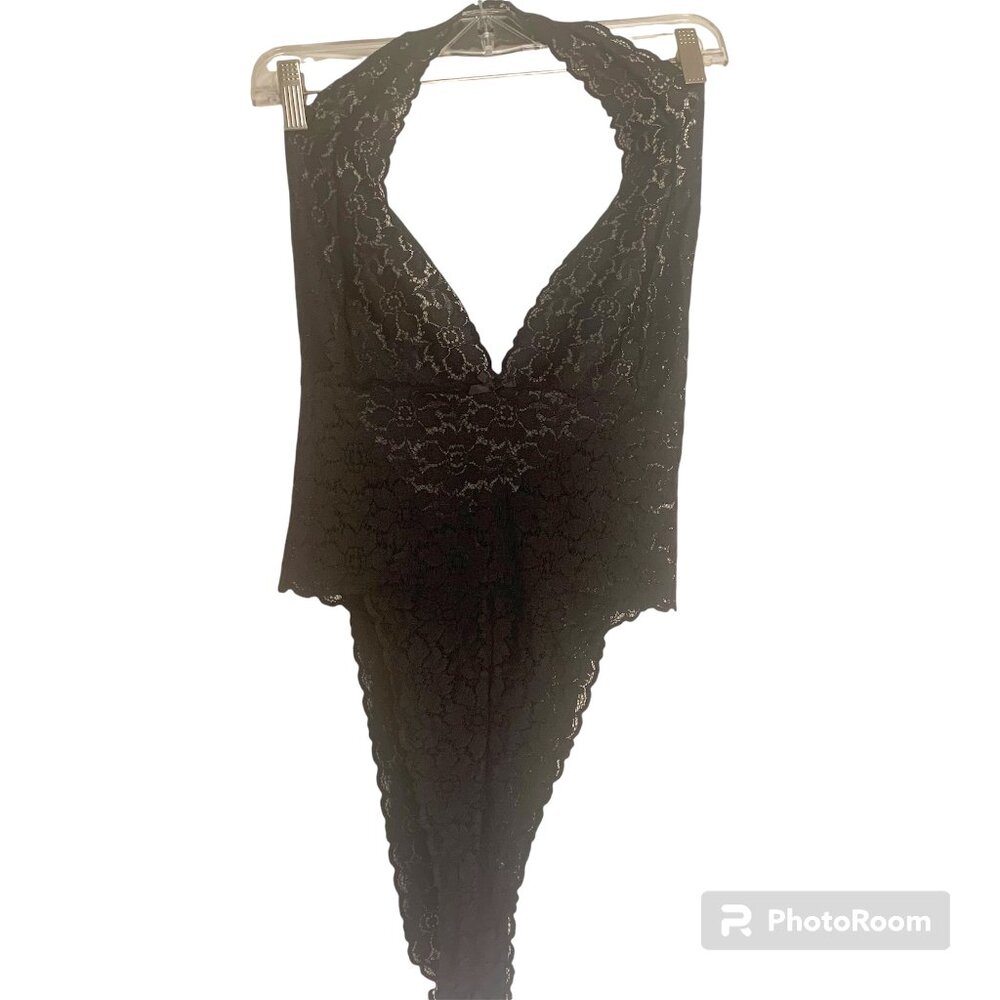 Victoria's Secret One Piece Lingerie - Halter Top - Women's Large Silk Lace